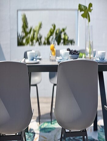 Temara, Salon de jardin aluminium et plateau aspect ciment