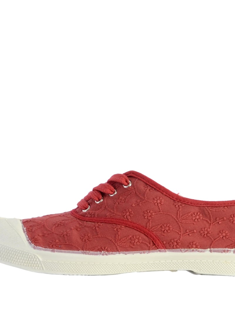Tennis à lacet Bensimon Broderie Anglaise Rouge - Kiabi