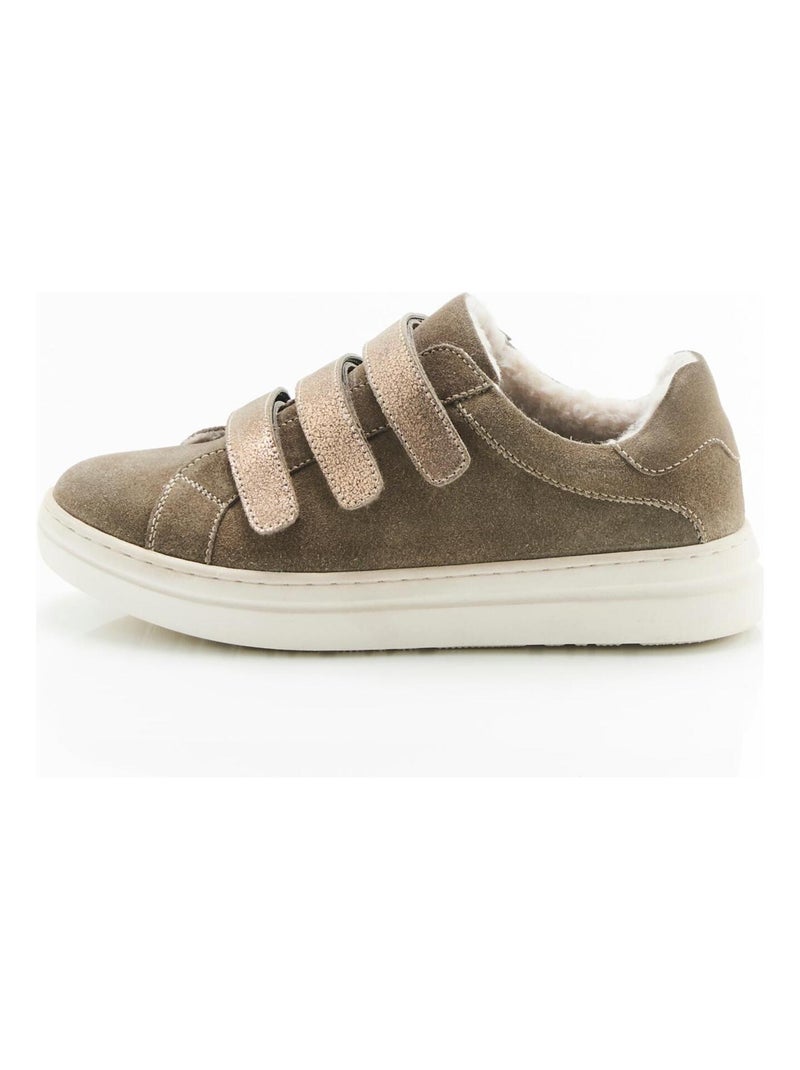 Tennis à scratchs brillants Thermolactyl - Damart Gris taupe - Kiabi