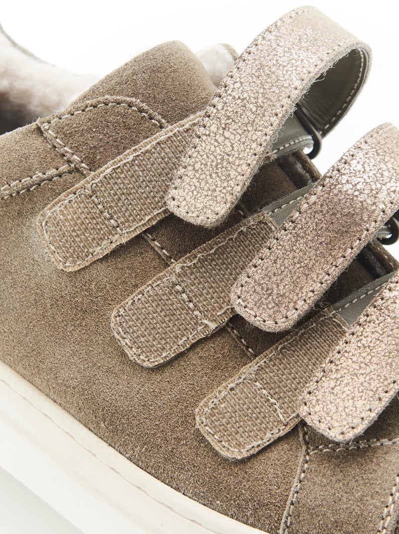 Tennis à scratchs brillants Thermolactyl - Damart Gris taupe - Kiabi