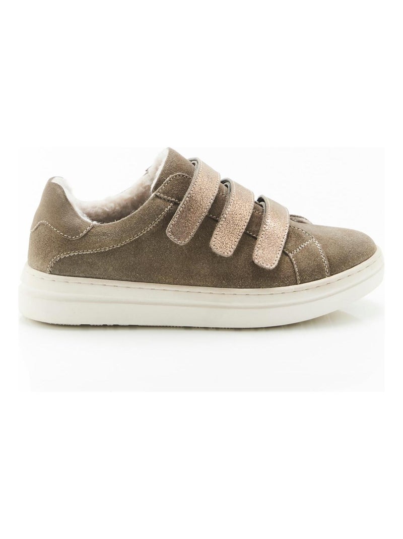 Tennis à scratchs brillants Thermolactyl - Damart Gris taupe - Kiabi