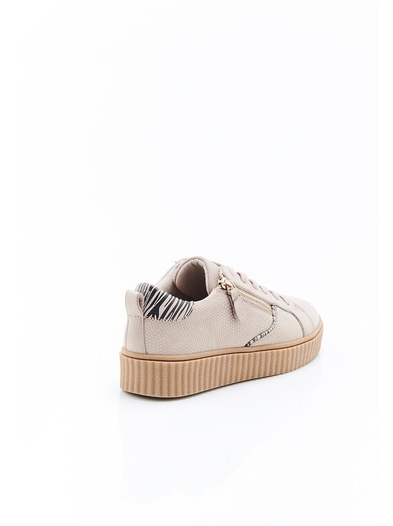 Tennis Amortyl cuir embossé - Damart Marron - Kiabi