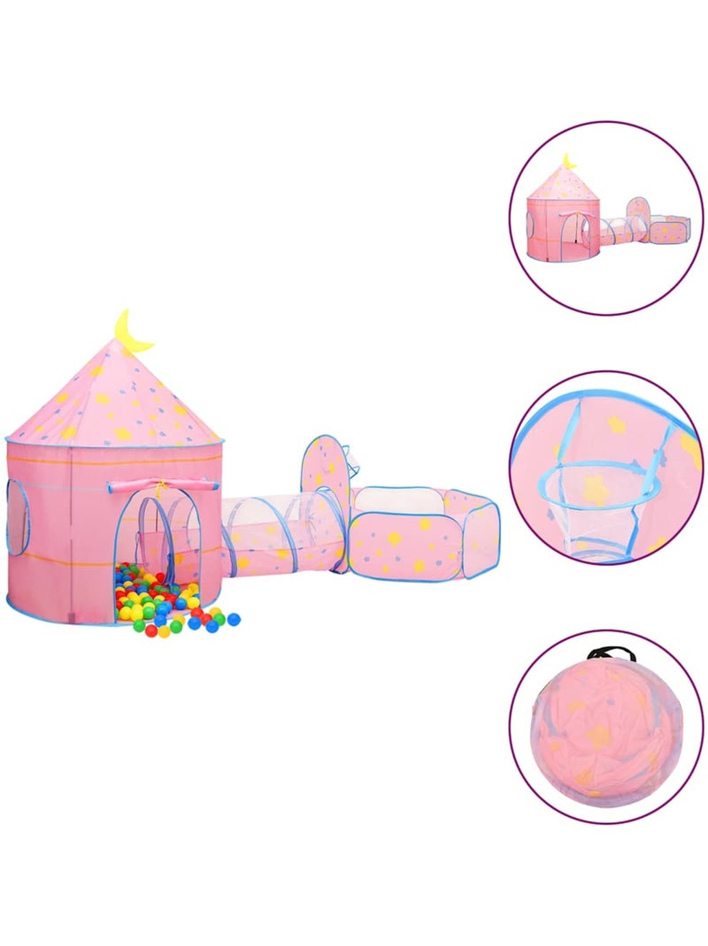 Tente de jeu 3 en 1 château, piscine à balles et tunnel - vidaxl Rose - Kiabi