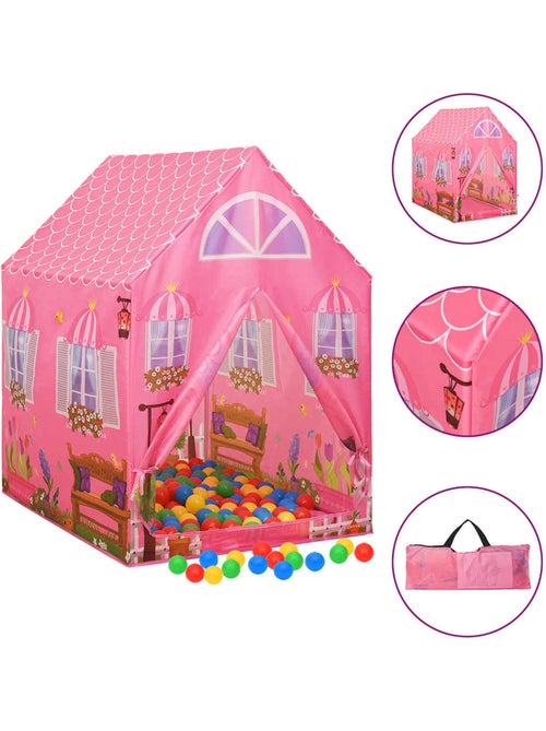 Tente de jeu enfant rose avec corde d’escalade et bassin à balles - vidaxl - Kiabi