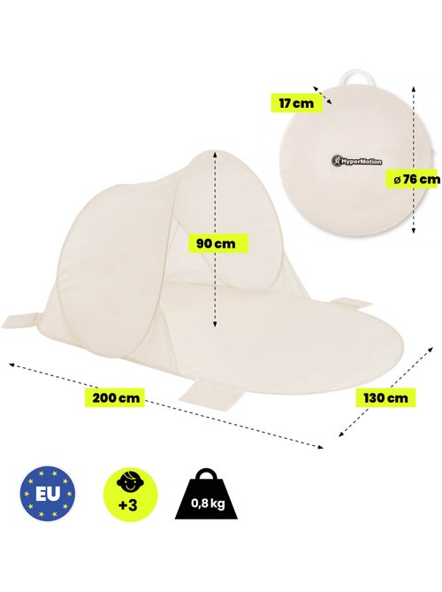 Tente de plage automontable pop-up hypermotion 200x130 cm avec sac - Kiabi Tente de plage automontable pop-up hypermotion 200x130 cm avec sac - Kiabi