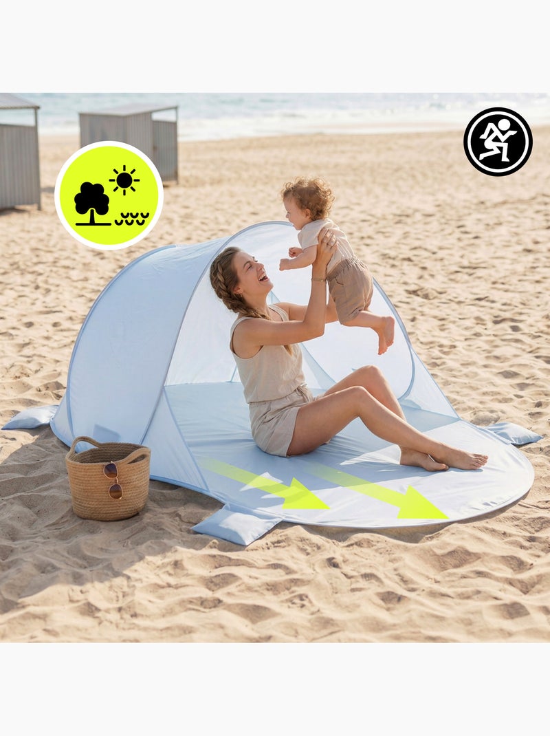 Tente de plage automontable pop-up hypermotion 200x130 cm avec sac Bleu - Kiabi