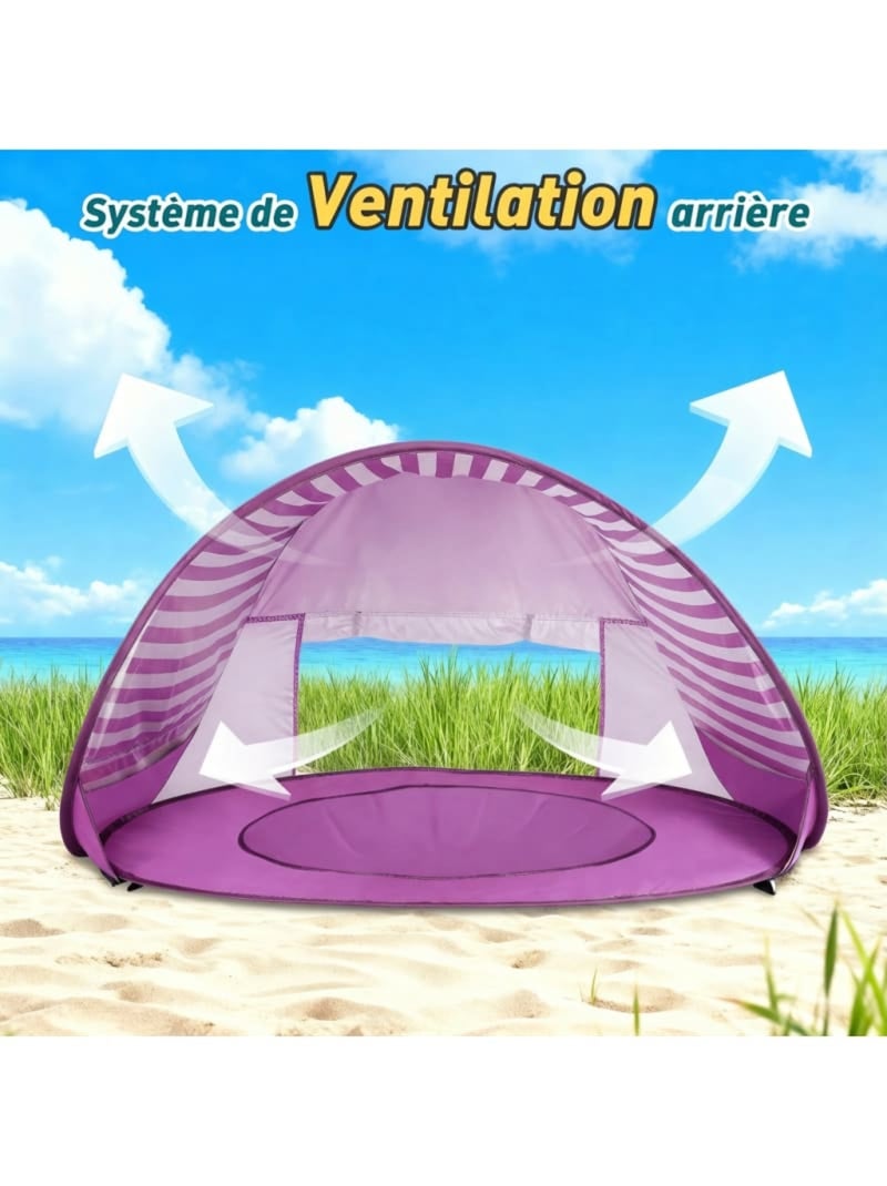 Tente de Plage Bébé avec Mini Piscine Blanc Violet Blanc - Kiabi
