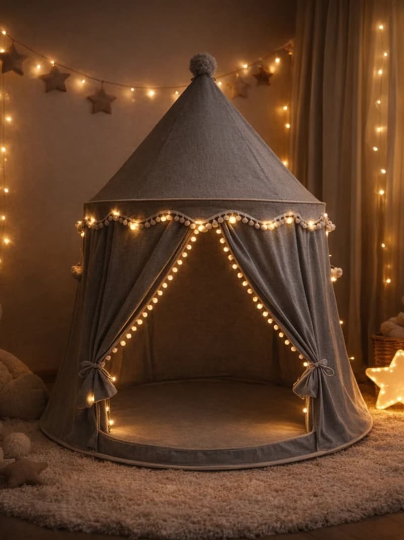 Tente Enfant Château de Fée avec tapis - gris Gris souris - Kiabi