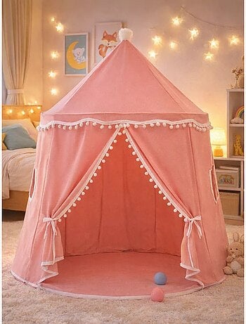 Tente Enfant Château de Fée avec tapis - rose