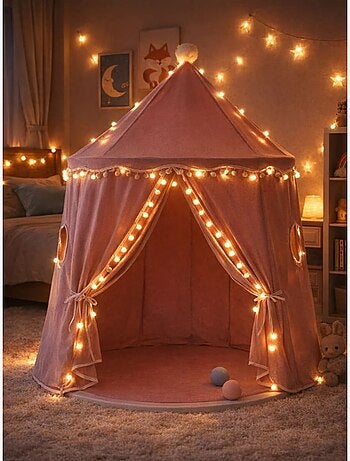Tente Enfant Château de Fée avec tapis - rose