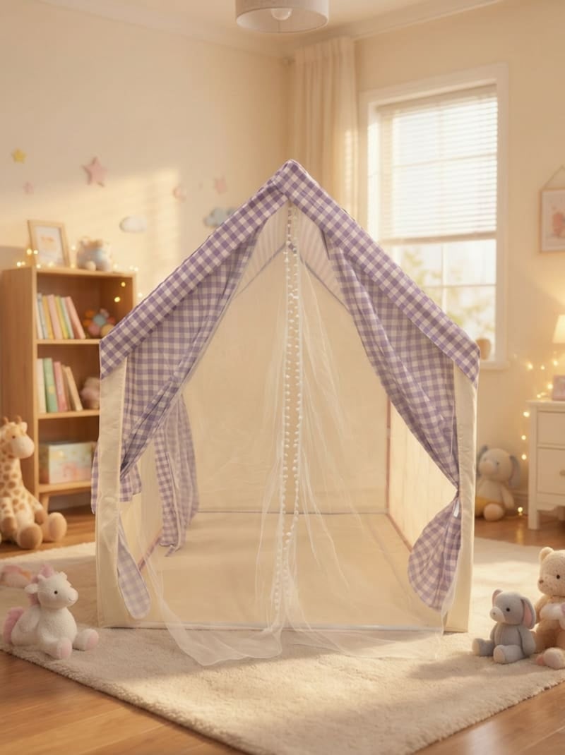 Tente maison de jeu d'intérieur enfant Blanc Violet - Kiabi
