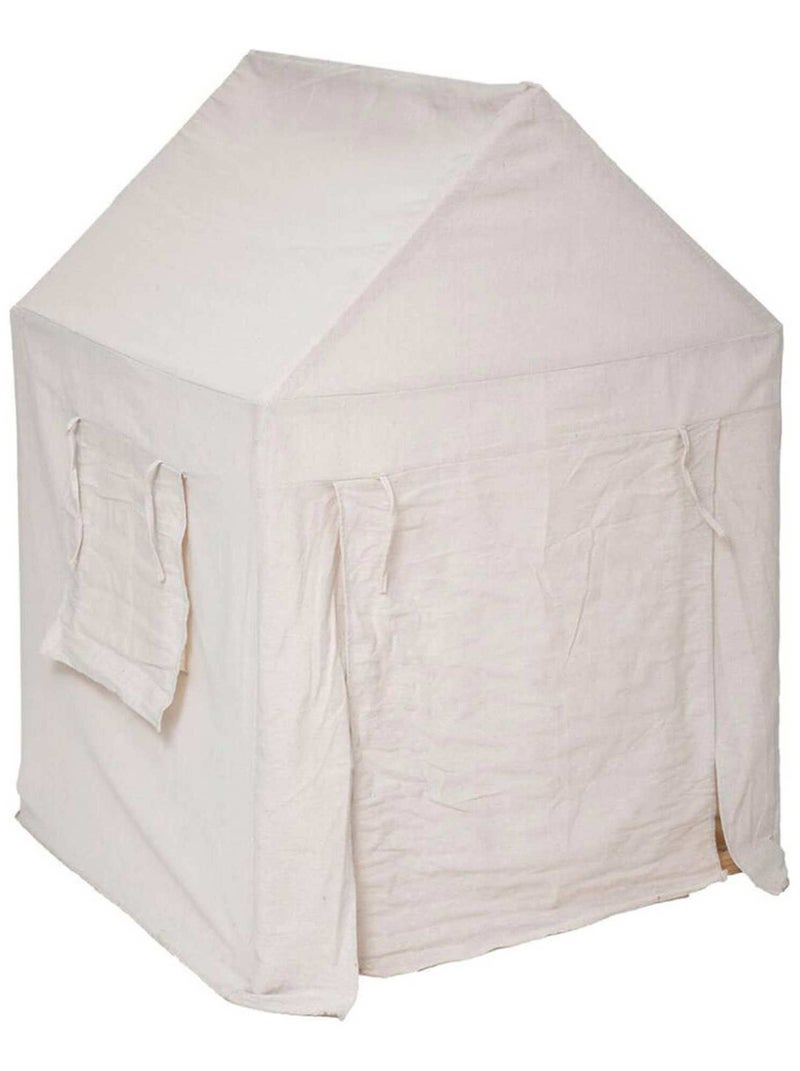 Tente maison en pin et toile pour enfant Beige - Kiabi