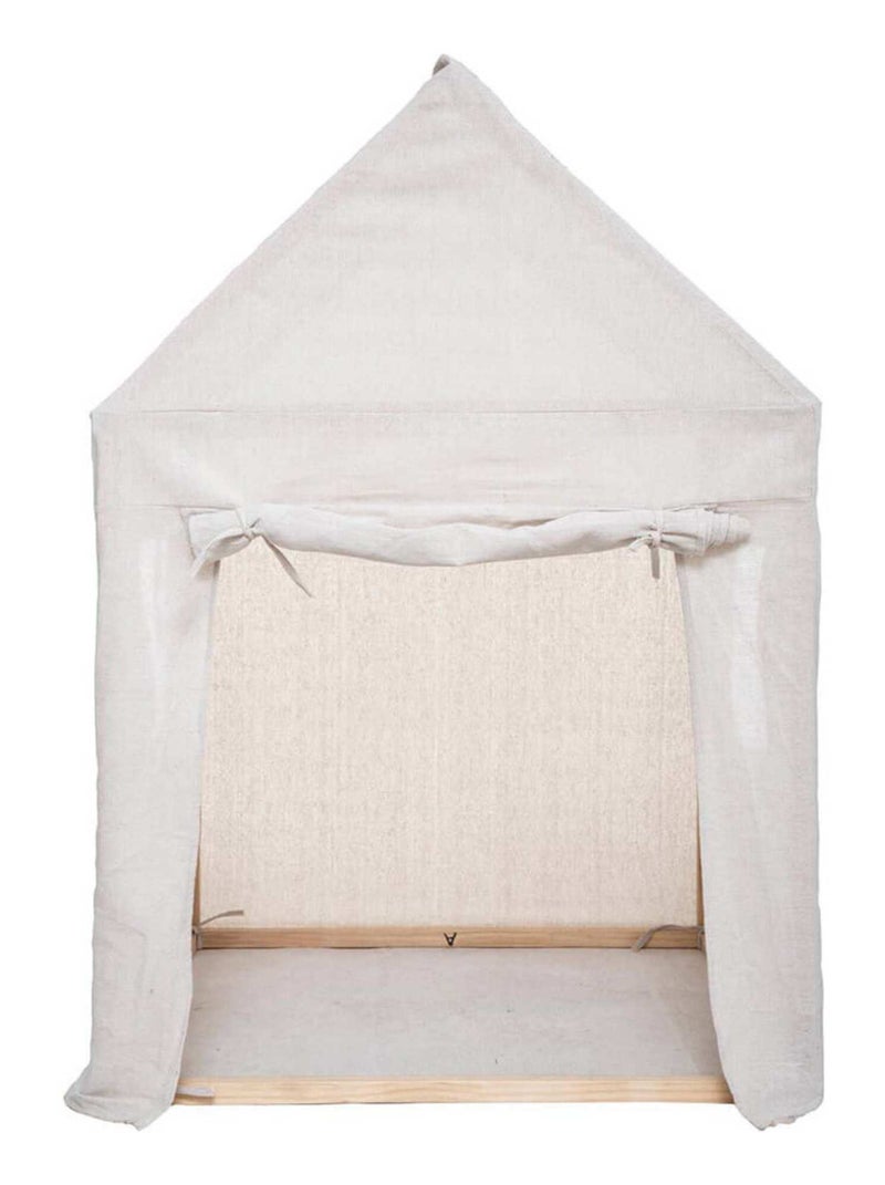 Tente maison en pin et toile pour enfant Beige - Kiabi