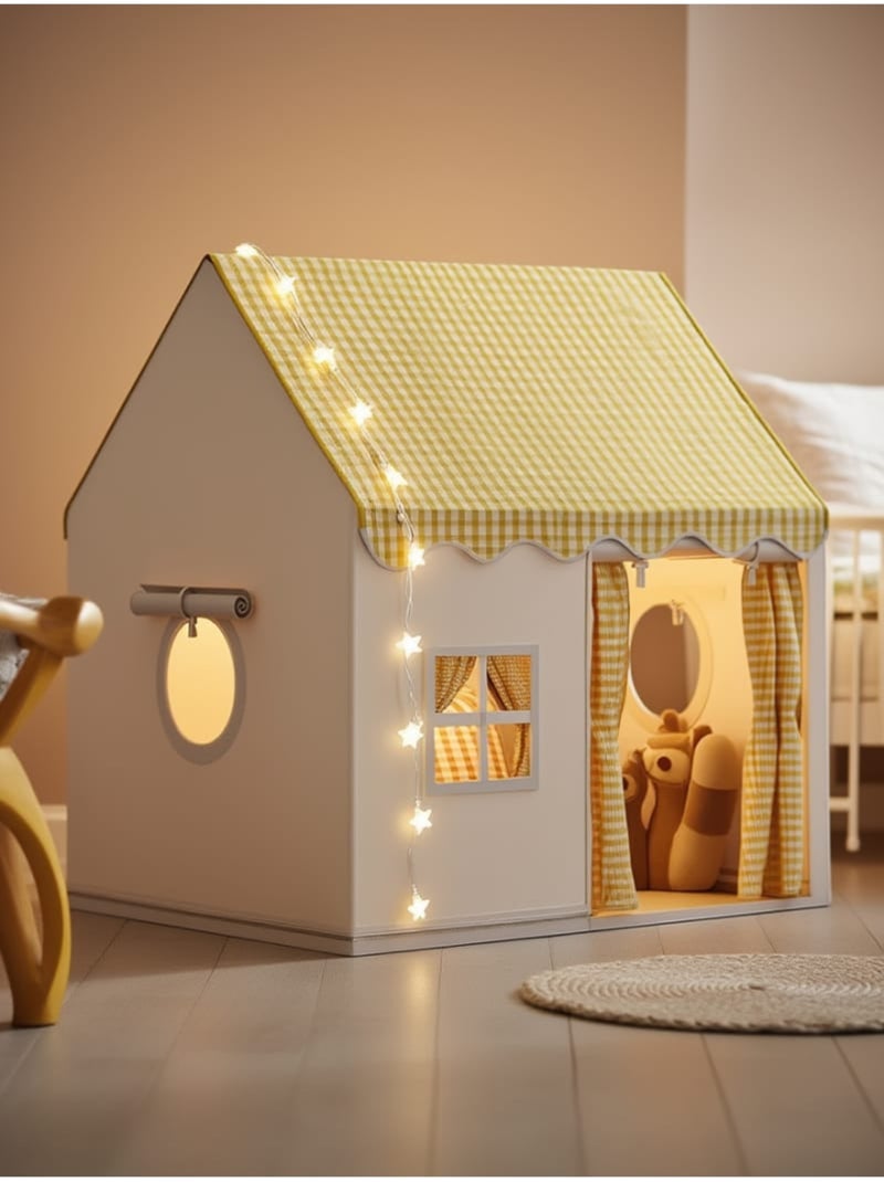 Tente maison enfant avec guirlande Jaune - Kiabi