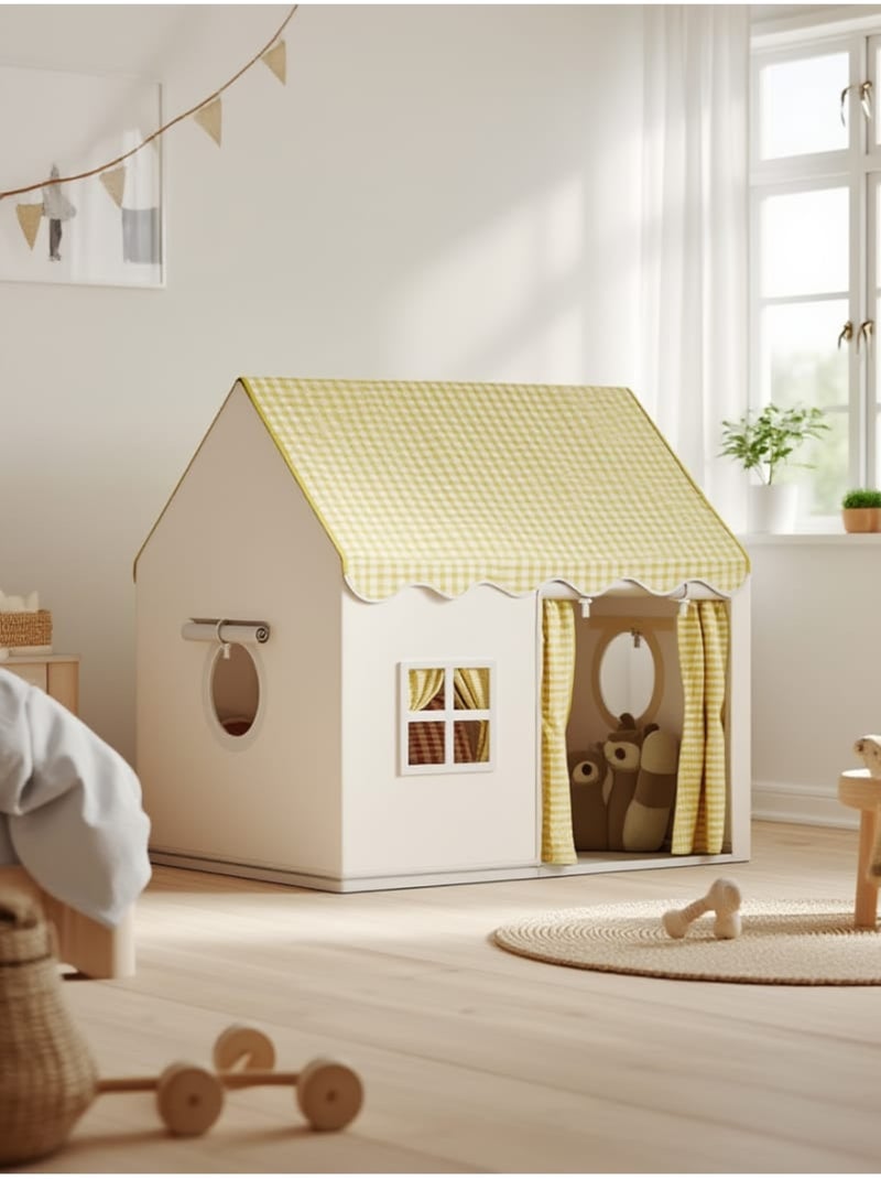 Tente maison enfant avec guirlande Jaune - Kiabi