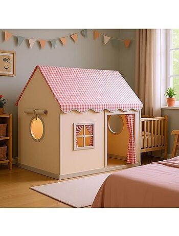 Tente maison enfant avec guirlande
