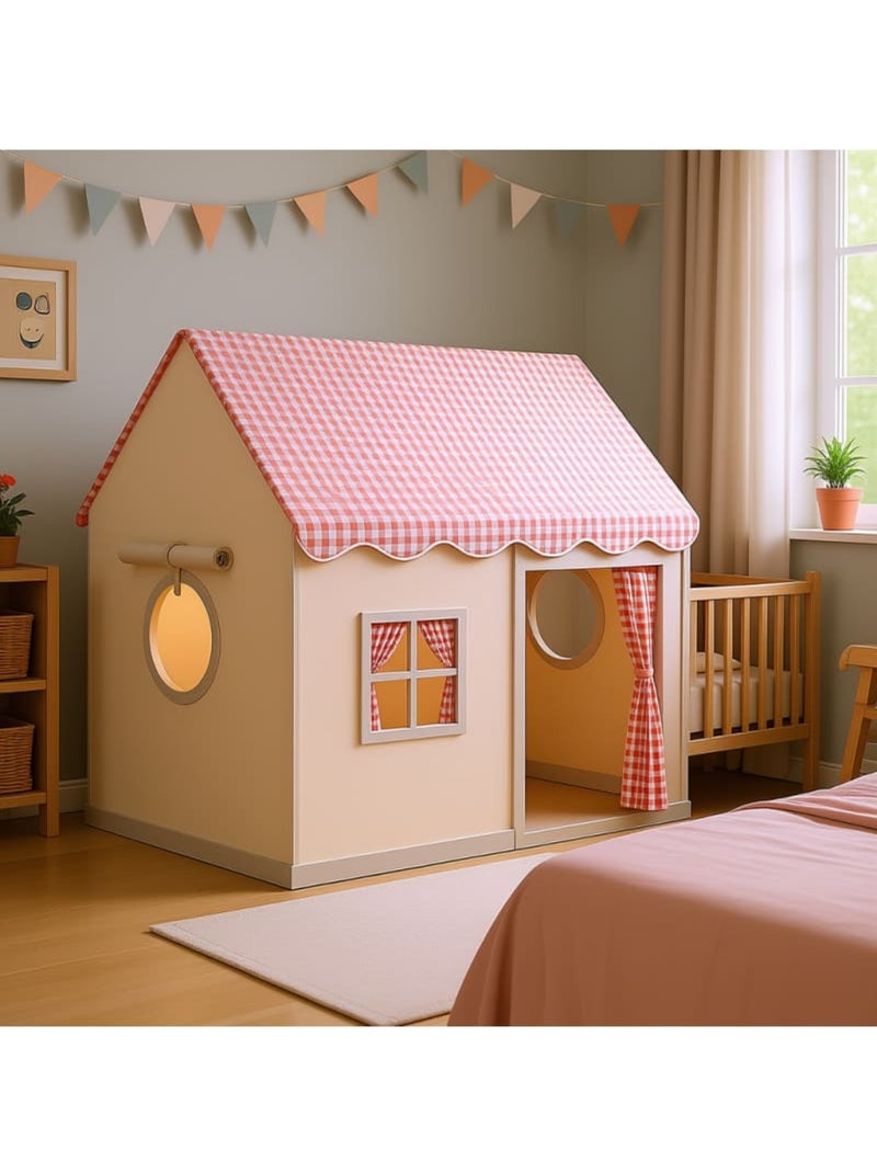 Tente maison enfant avec guirlande Rose - Kiabi