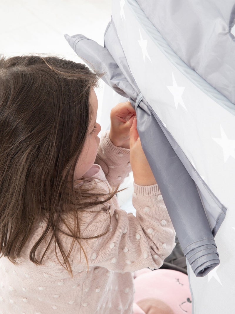 Tente Pop-Up château fort étoilé + sac 'Little Stars' - ROBA Gris Blanc - Kiabi