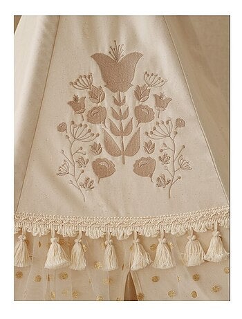 Tente Tipi avec franges et tapis Boho en coton Caramel