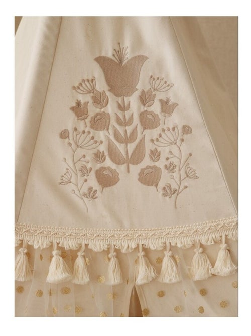 Tente Tipi avec franges et tapis Boho en coton Caramel - Kiabi
