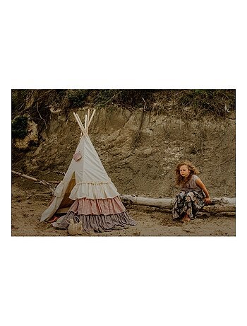 Tente Tipi avec franges et tapis Powder Frills en coton et