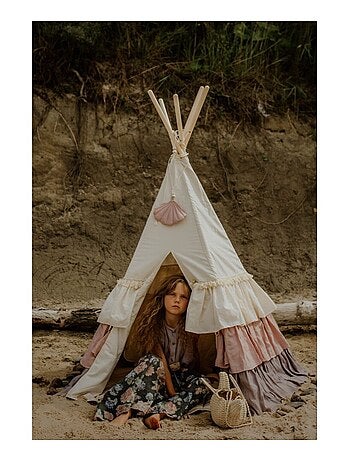 Tente Tipi avec franges et tapis Powder Frills en coton et
