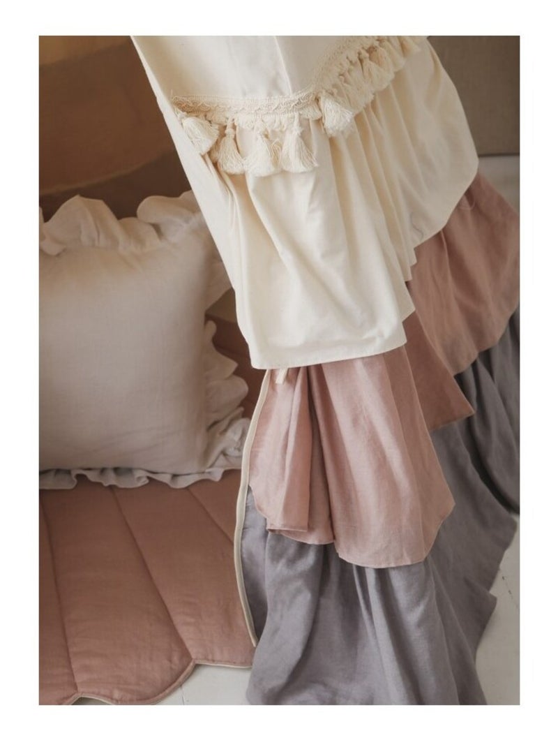 Tente Tipi avec franges et tapis Powder Frills en coton et Beige - Kiabi