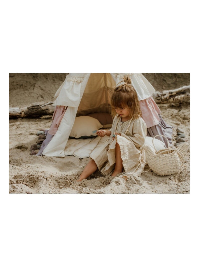 Tente Tipi avec franges et tapis Powder Frills en coton et Beige - Kiabi