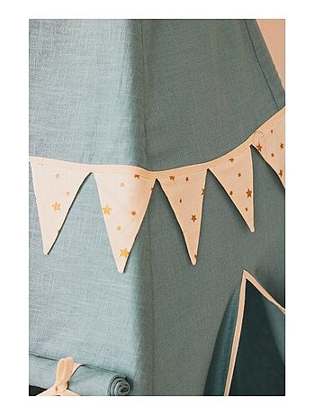Tente Tipi avec guirlande et tapis Mint Love en coton clair