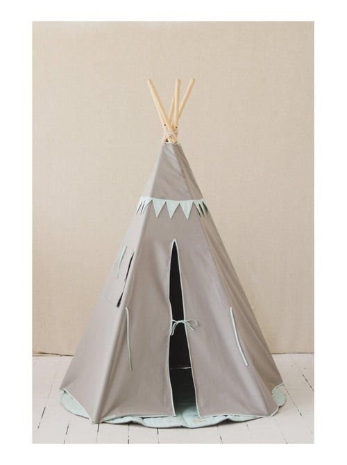Tente Tipi avec guirlande et tapis Mint Love en coton clair - Kiabi