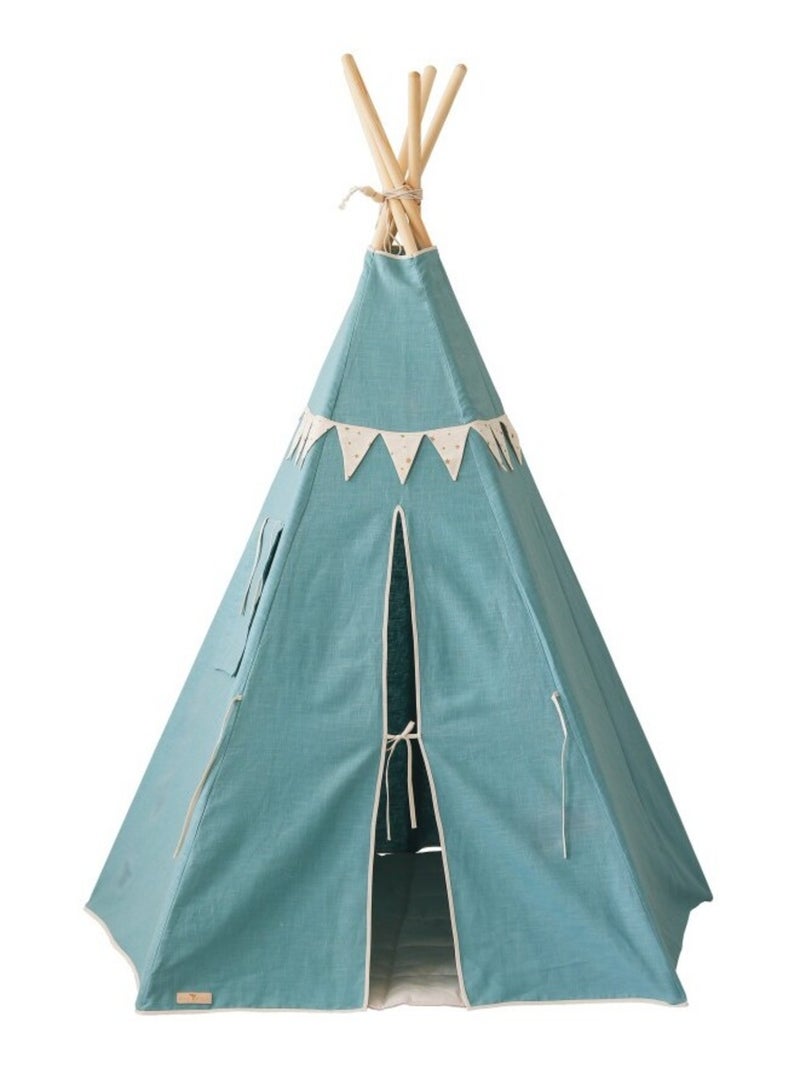 Tente Tipi avec guirlande Etoile en lin Bleu - Kiabi