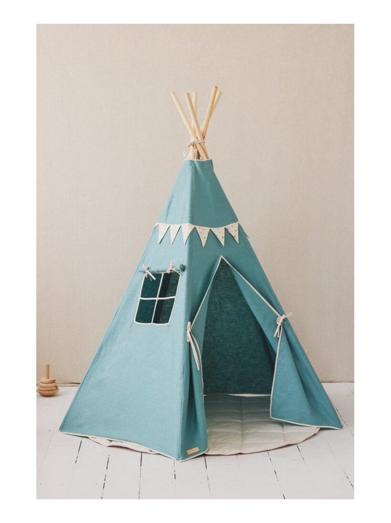 Tente Tipi avec guirlande Etoile en lin Bleu - Kiabi