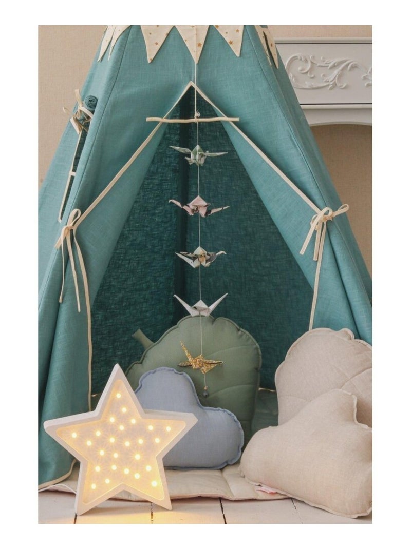 Tente Tipi avec guirlande Etoile en lin Bleu - Kiabi