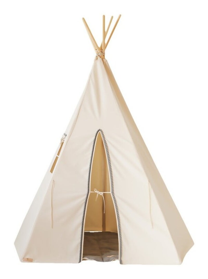 Tente Tipi avec Pompoms en coton Beige - Kiabi