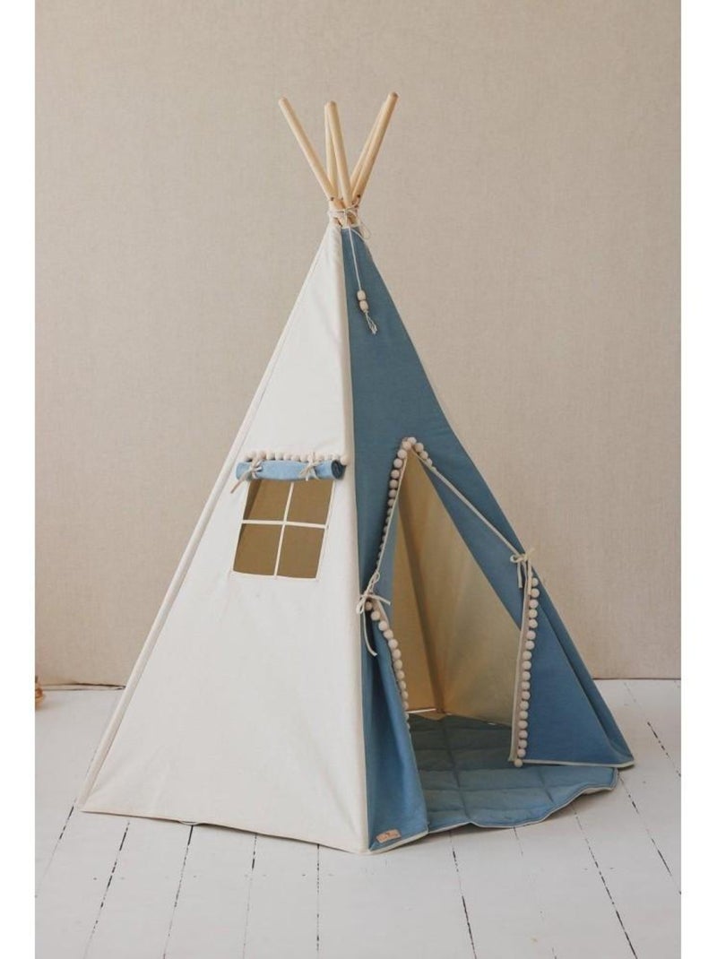 Tente Tipi avec pompoms et tapis Jeans en coton N/A Kiabi 185.90€