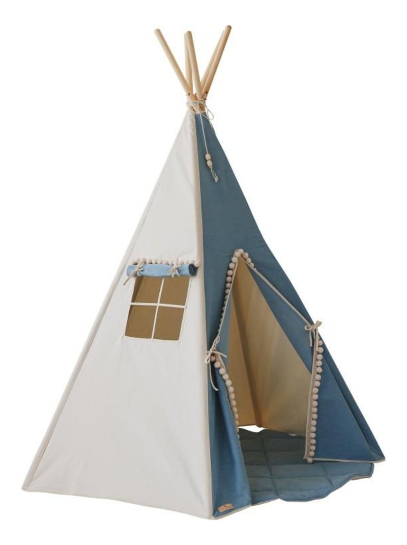 Tente Tipi avec pompoms et tapis Jeans N/A - Kiabi