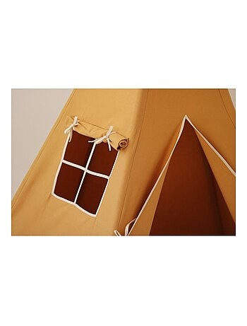 Tente Tipi avec pompoms et tapis Ochre en coton