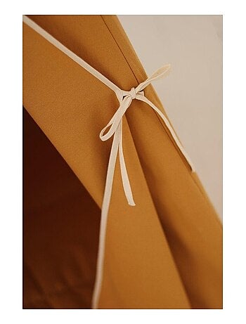 Tente Tipi avec pompoms et tapis Ochre en coton