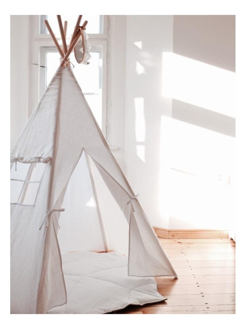 Tente Tipi avec tapis en lin Blanc - Kiabi