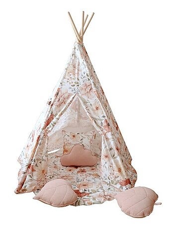 Tente Tipi avec tapis Flower power en coton