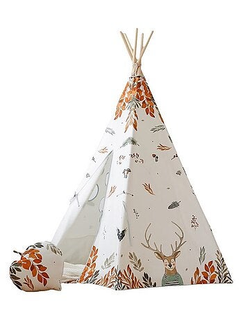 Tente Tipi avec tapis Forest Friends en coton