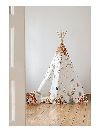 Tente Tipi avec tapis Forest Friends en coton