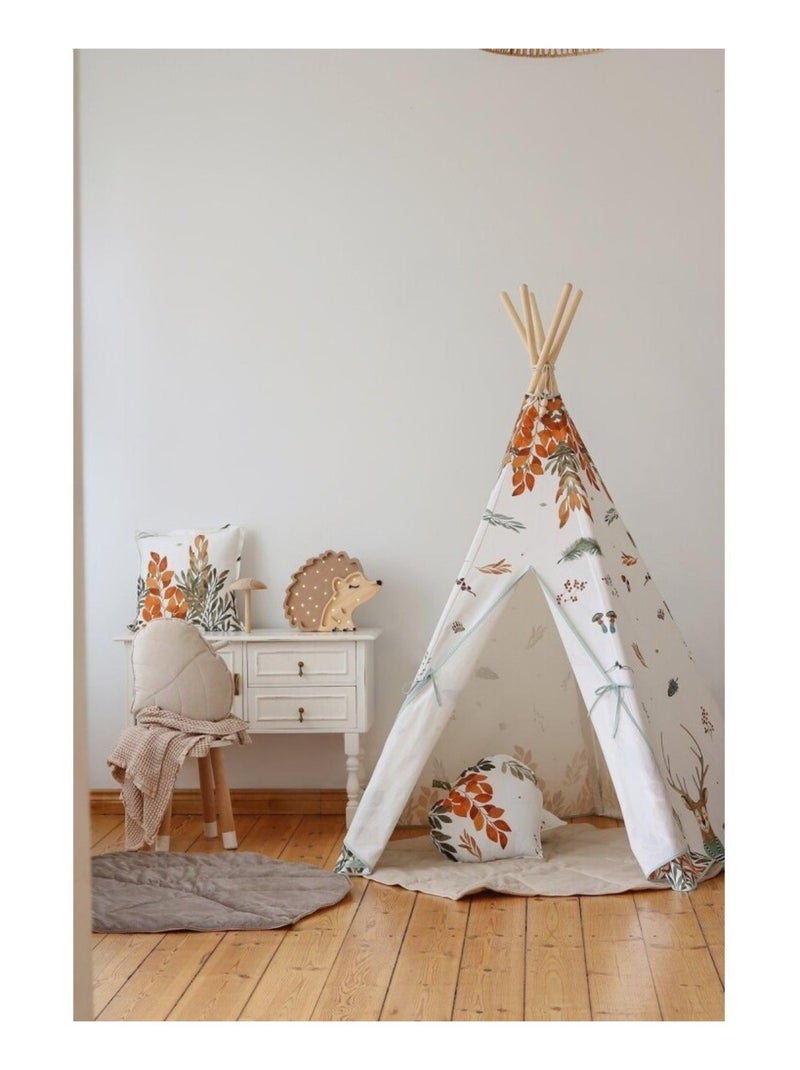 Tente Tipi avec tapis Forest Friends en coton Blanc - Kiabi