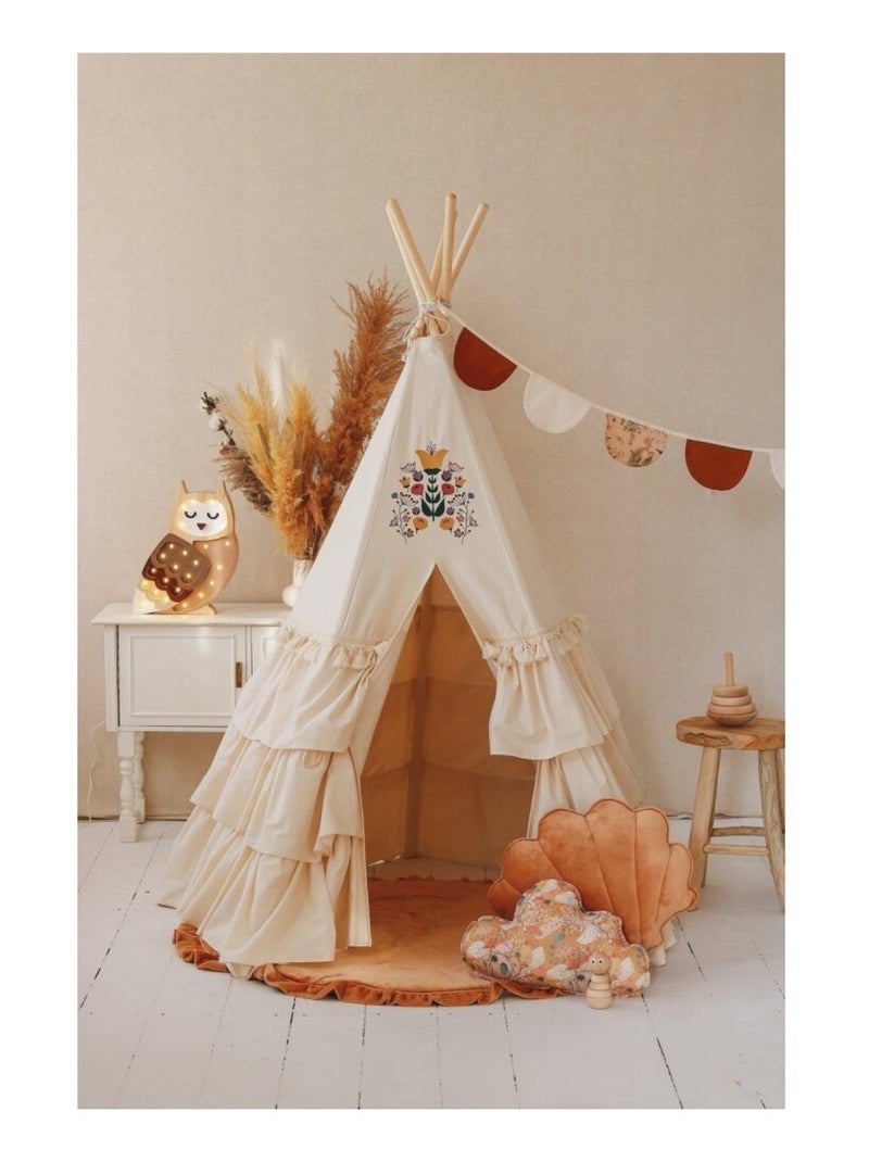 Tente Tipi avec tapis Honey  en coton Beige - Kiabi