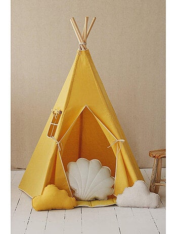 Tente Tipi avec tapis Miel Jaune