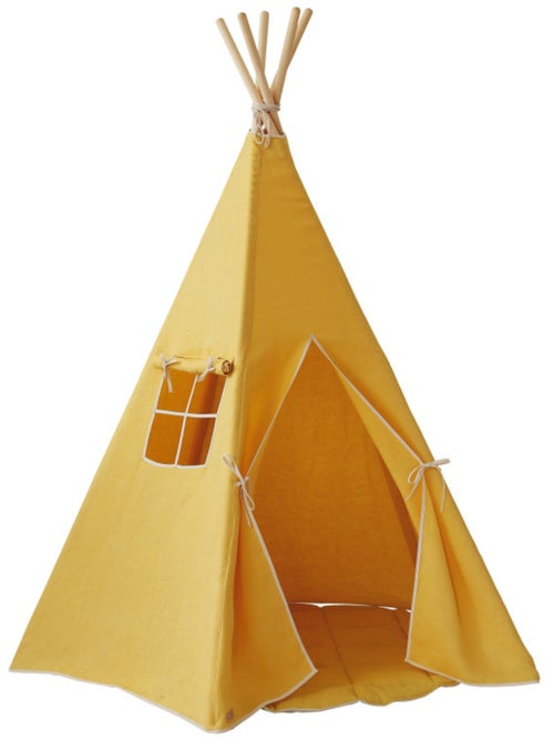 Tente Tipi avec tapis Miel Jaune - Kiabi