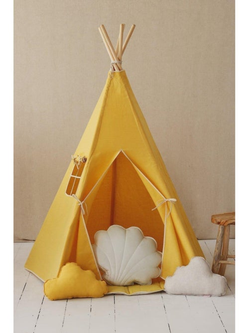 Tente Tipi avec tapis Miel Jaune - Kiabi