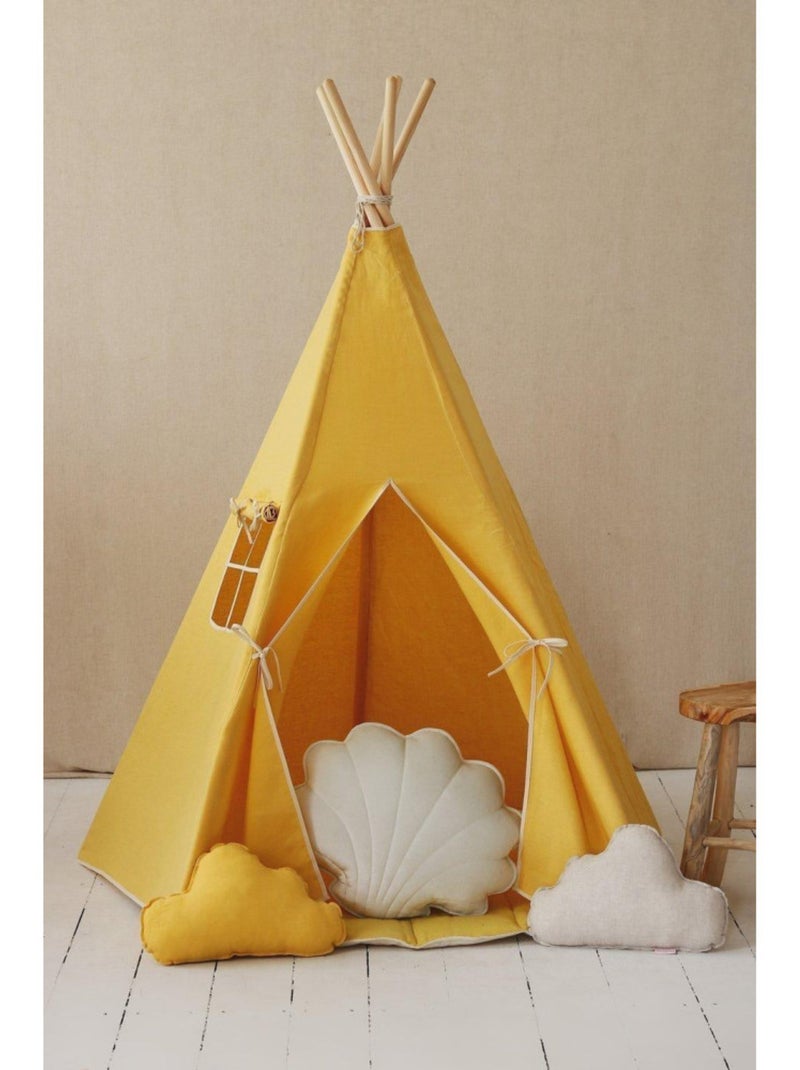 Tente Tipi avec tapis Miel Jaune Jaune - Kiabi