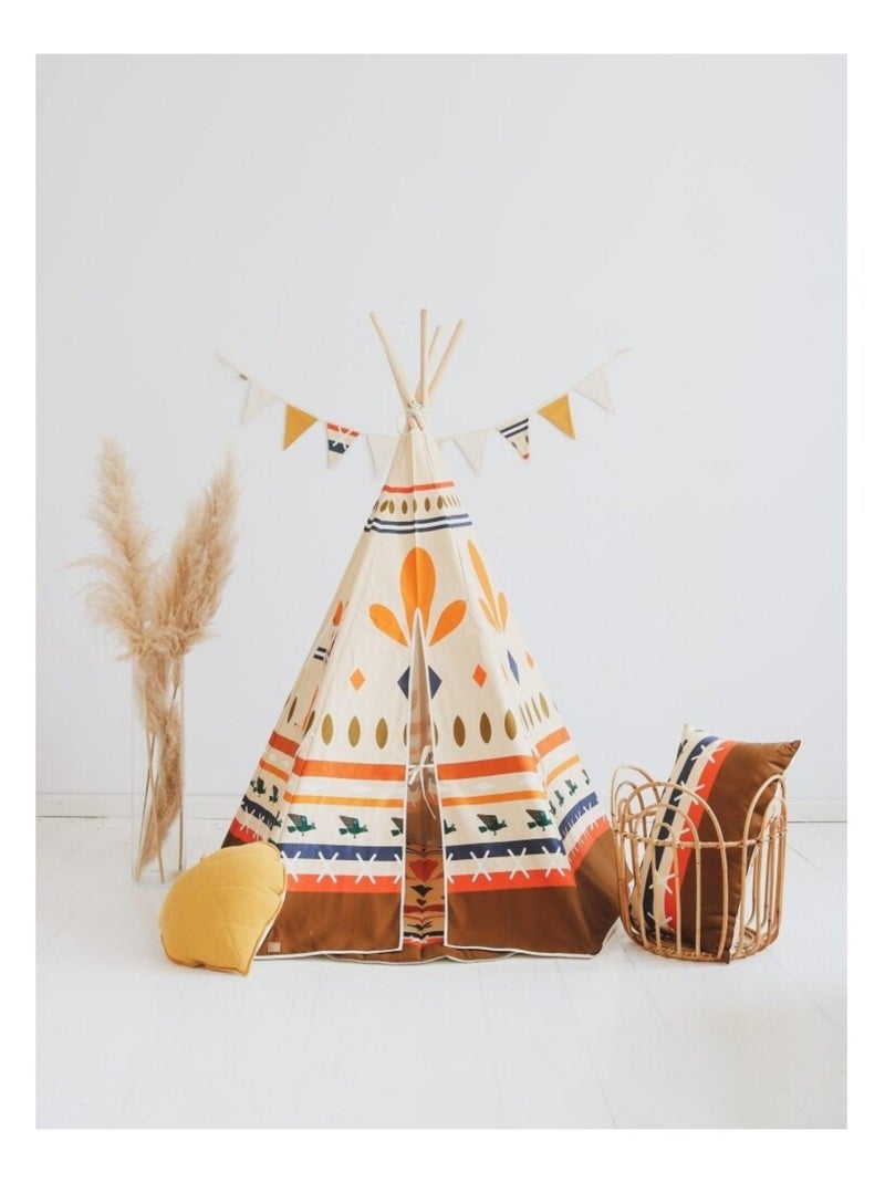 Tente Tipi avec tapis Native vibe en coton Beige - Kiabi
