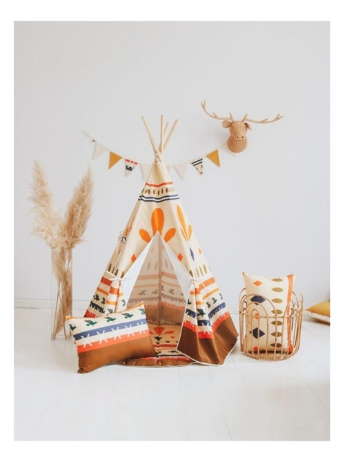 Tente Tipi avec tapis Native vibe en coton - Kiabi